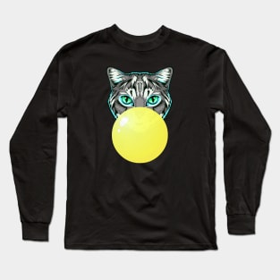 Yellow Bubblegum Cat Long Sleeve T-Shirt